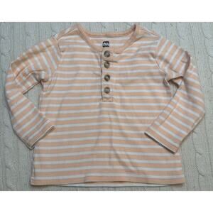 Tea Collection Long Sleeve Henley Top sz 12-18 months Peach stripe